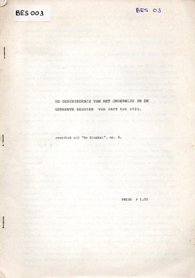 Cover of Geschiedenis van het onderwijs in de gemeente Besoijen 1609-1921